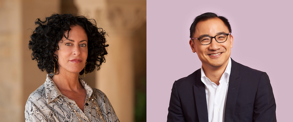 side-by-side profile photos of Michele Elam and Daniel Ho
