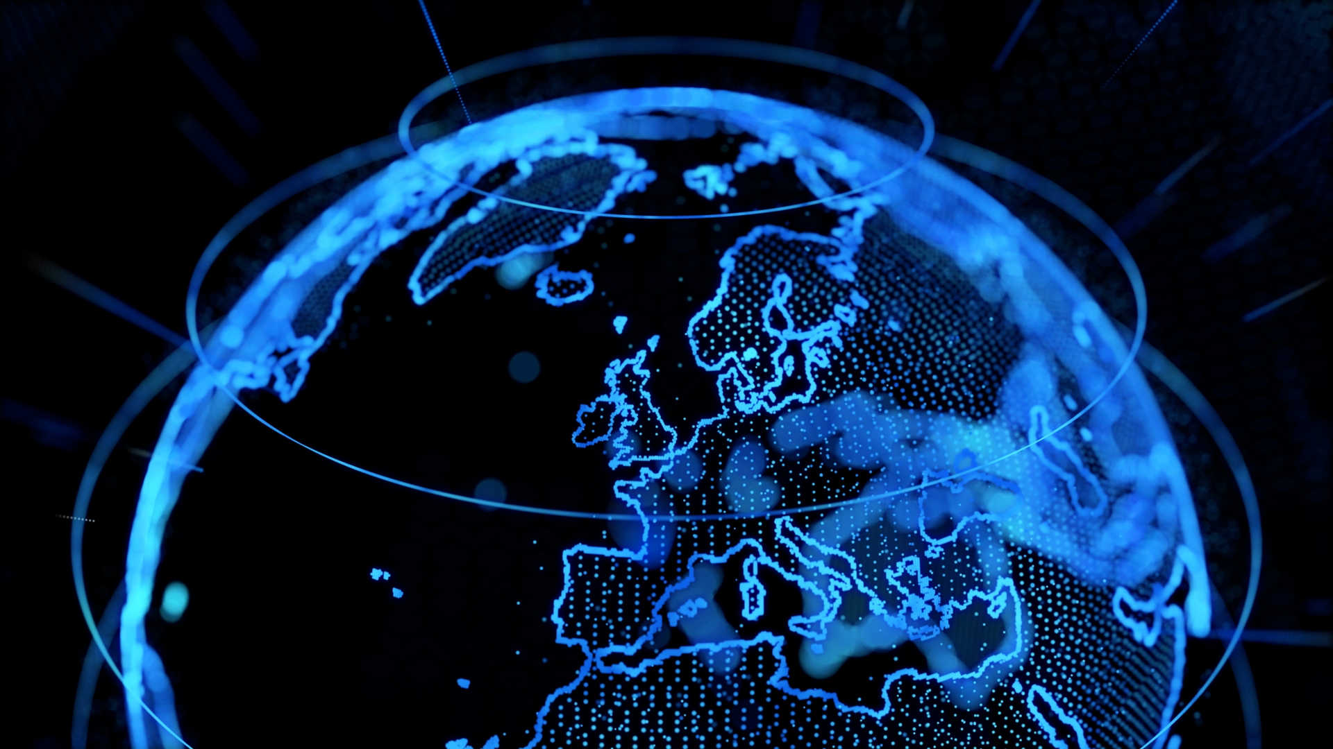 illustration showing world and digital lines and binary code