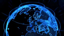 illustration showing world and digital lines and binary code