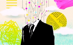 illustration of data pouring out of a business suit
