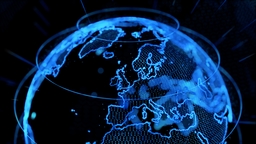 illustration showing world and digital lines and binary code