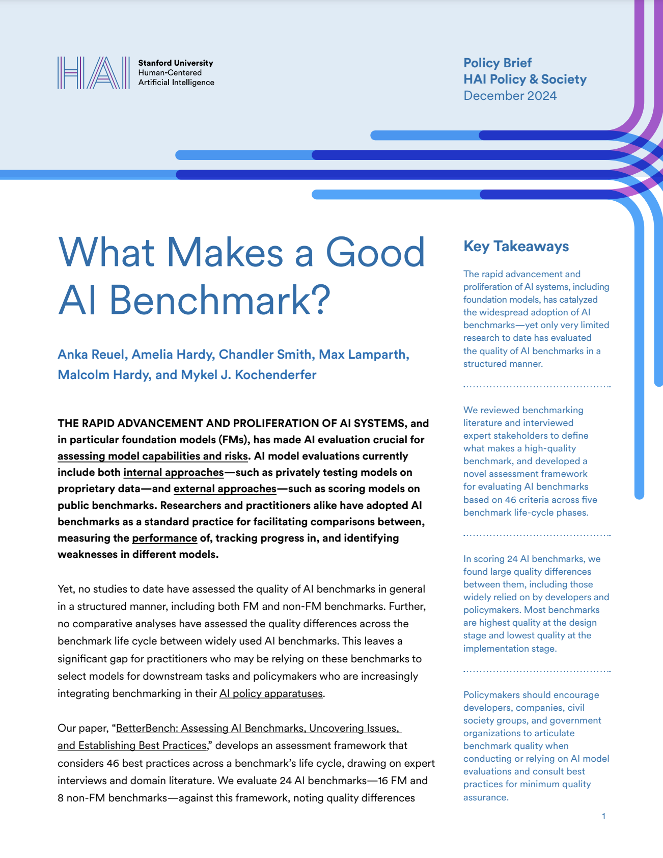What Makes a Good AI Benchmark? | Stanford HAI