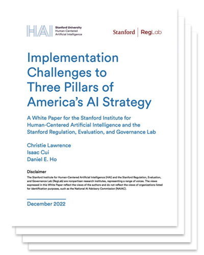 Implementation Challenges to Three Pillars of America's AI Strategy