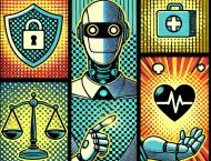 DALL-E illustration showing AI privacy, law, and health