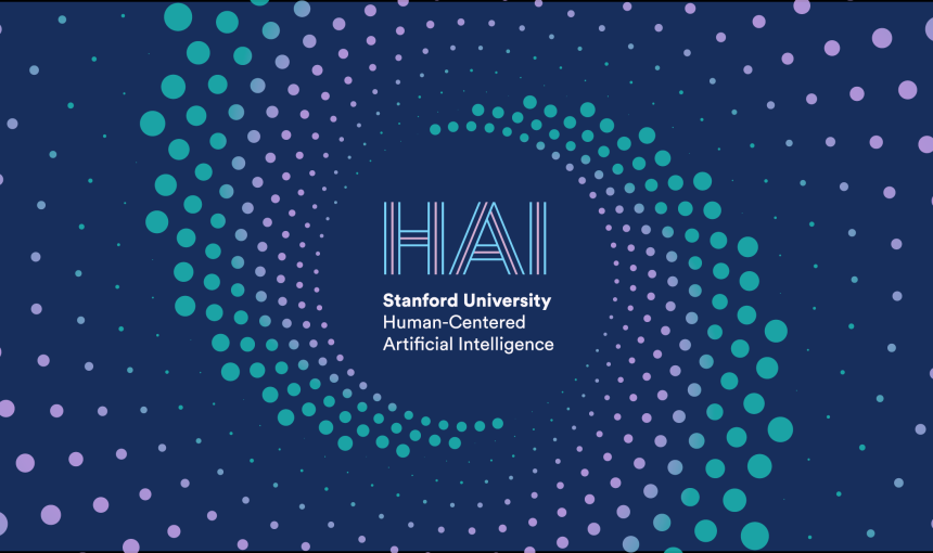 Illustration showing swirling lines and dots around the HAI logo