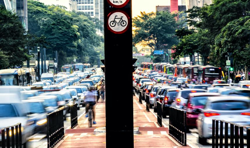 Snarled traffic at Paulista Avenue, Sao Paulo, Brazil