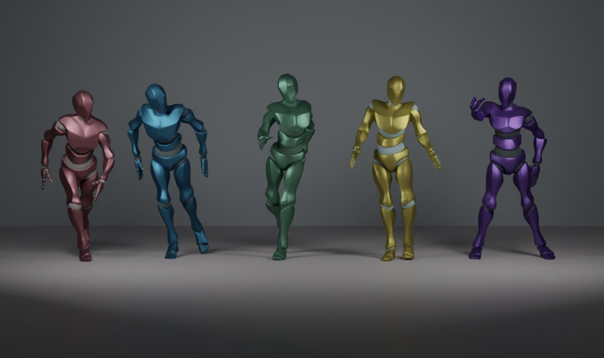 Image of five animated dance agents 