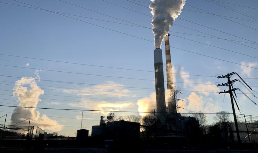 a coal fired power plant lets off Nitrogen Oxide into the air. 