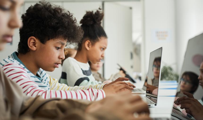 students working on computers