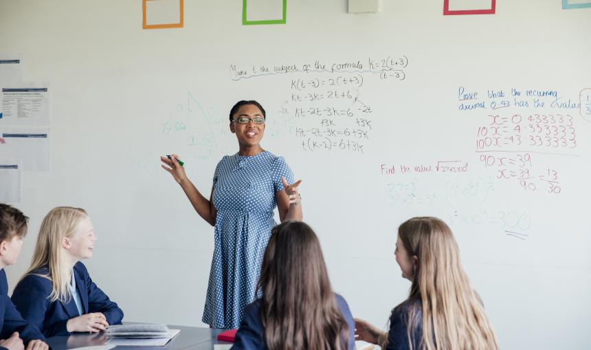 teacher at front of classroom