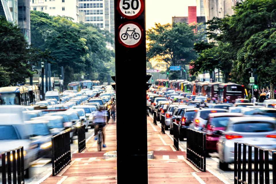 Snarled traffic at Paulista Avenue, Sao Paulo, Brazil